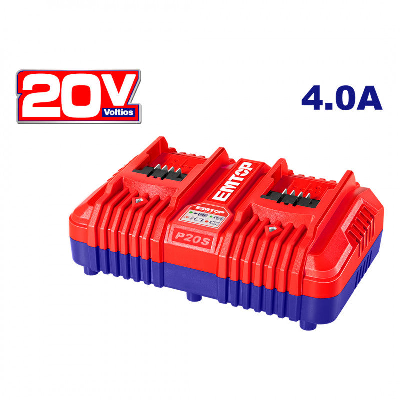 [ULFCR20403] -Cargador De Baterias Doble, 20 Voltios, 4 Amperios De Salida. Marca Emtop