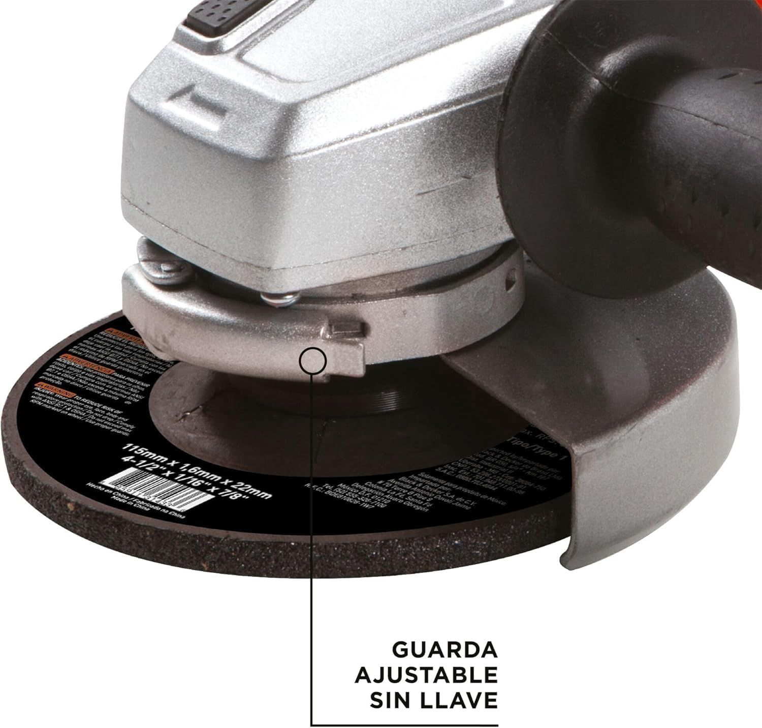 Pulidora BLACK+DECKER 4-½" 920W con 6 Discos Gratis