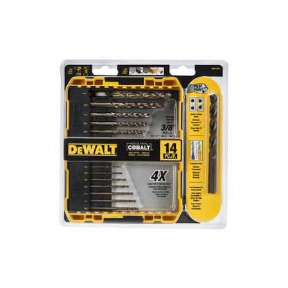 [DWA1240] -Set De 14 Brocas De Cobalto, Metal Y Madera, 3/8, 5/16, 1/4, 7/32, 3/16, 1/16, 5/64, 3/32, 7/64, 1/8. Marca Dewalt