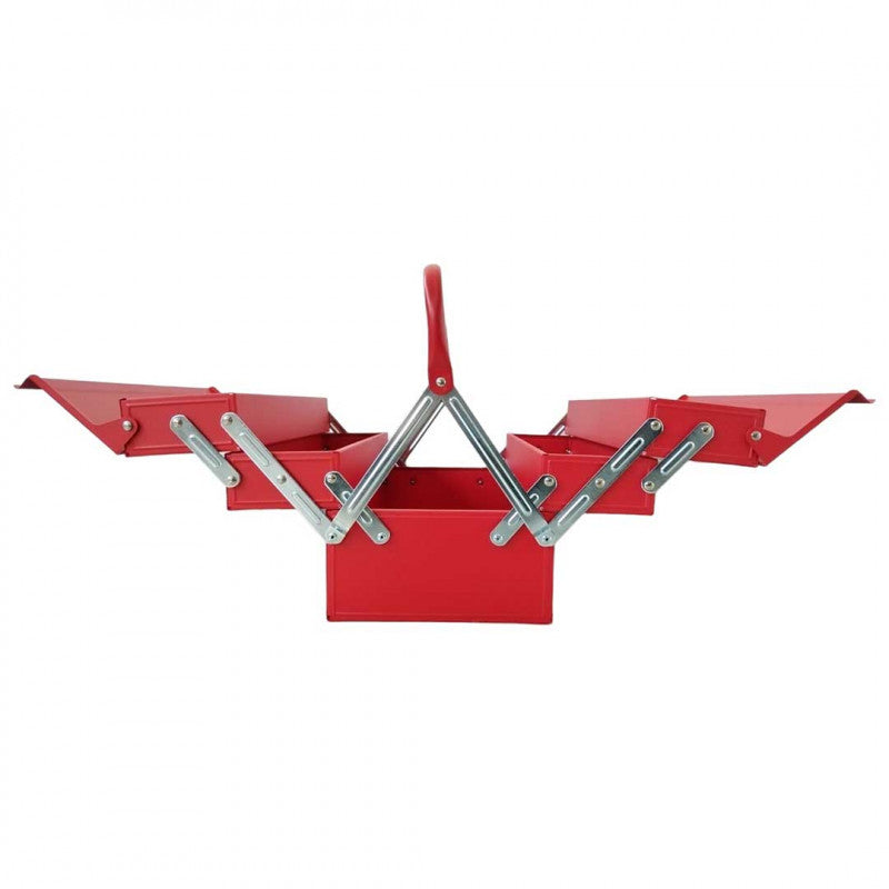 [ETBXS0301] -Caja Metalica Para Herramientas, Con 3 Niveles Plegables Y 5 Bandejas, Largo 16, Alto 8, Ancho 8 Pulg. Marca Emtop