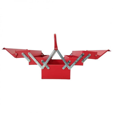 [ETBXS0301] -Caja Metalica Para Herramientas, Con 3 Niveles Plegables Y 5 Bandejas, Largo 16, Alto 8, Ancho 8 Pulg. Marca Emtop