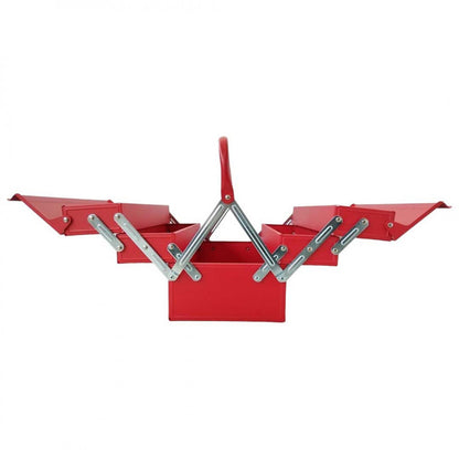 [ETBXS0301] -Caja Metalica Para Herramientas, Con 3 Niveles Plegables Y 5 Bandejas, Largo 16, Alto 8, Ancho 8 Pulg. Marca Emtop
