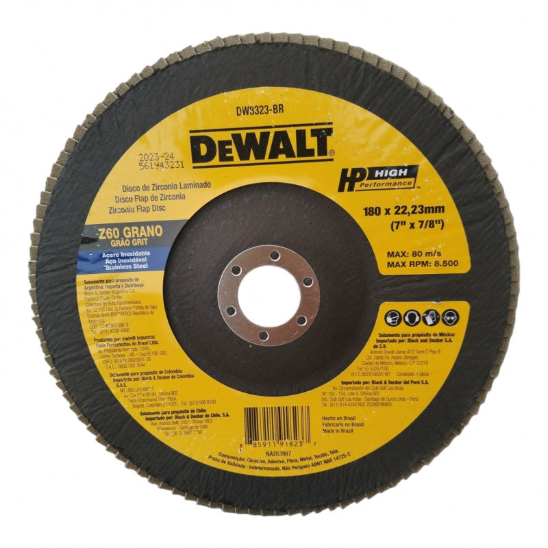 [DW8323-BR] -Disco Flap Disc, De Zirconio, De 7 Pulg, Grano 60. Marca Dewalt