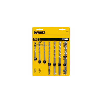 [DW5207  Y] -Juego De 7 Brocas Rock Carbride, Para Concreto De 3/16, 1/4, 5/16, 3/8 Y 1/2 Pulgadas . Marca Dewalt