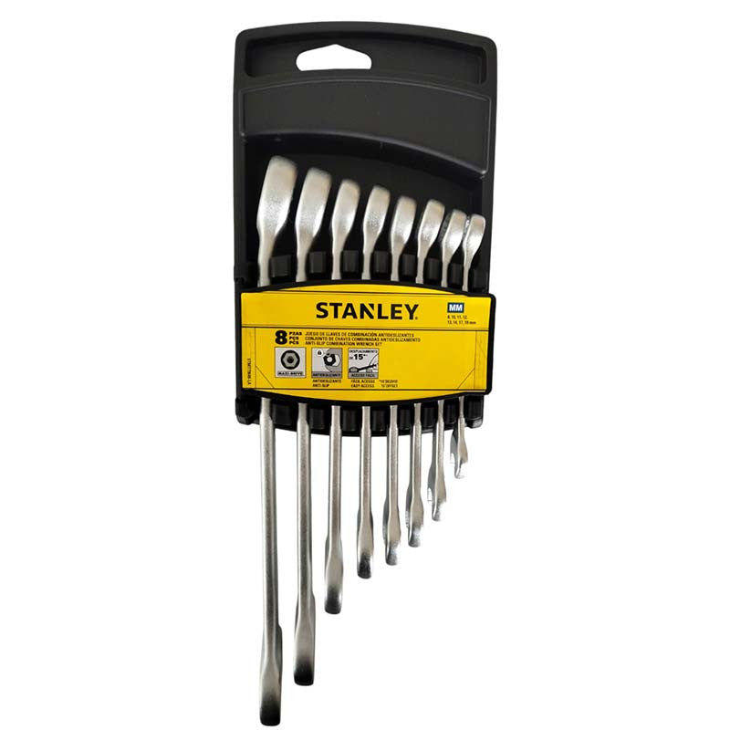 [STMT73648-LA] -Juego De 8 Llaves Combinadas Antislip Milimetricas Incluye 8, 10, 11, 12, 13, 14, 17, 19 . Marca Stanley