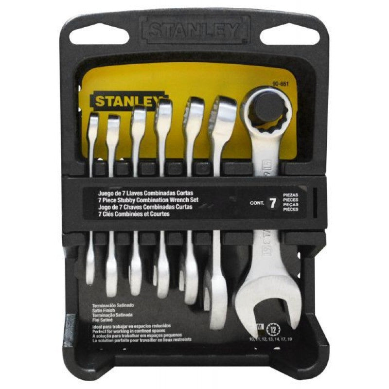 [90-651] -Juego 7 Llaves Combinadas Cortas Milmetricas De , 10, 11, 12, 13, 14, 17, Y 19 Milimetros, 12 Puntos. Marca Stanley