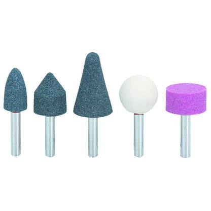[AA004000] -Set De 5 Piedras De Esmerilar, Abrasivas, 1/4 Pulg De Eje, Grano 60, Oxido De Aluminio. Marca Campbell Hausfeld