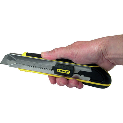 [10-481] -Cuchilla Snap-Off, Fatmax, Ancho De Hoja De 18 Mm, Cuerpo Plastico Abs, Mago De Goma, Rieles Acero Inox. Marca Stanley