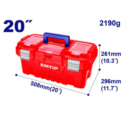 [EPBX2002] -Caja Plastica Para Herramientas Con Broches Metalicos, Largo 20, Ancho 11.7, Alto De 10.3 Pulgadas. Marca Emtop