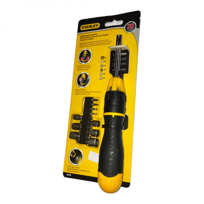 [62-574] -Juego De Destornillador Con Ratchet Con 20 Puntas Intercambiables. Marca Stanley