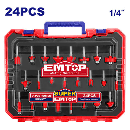 [ULRRT24142] -Juego De 24 Cuchilla Para Router, Milimetricas, Vastago 1/4. Emtop
