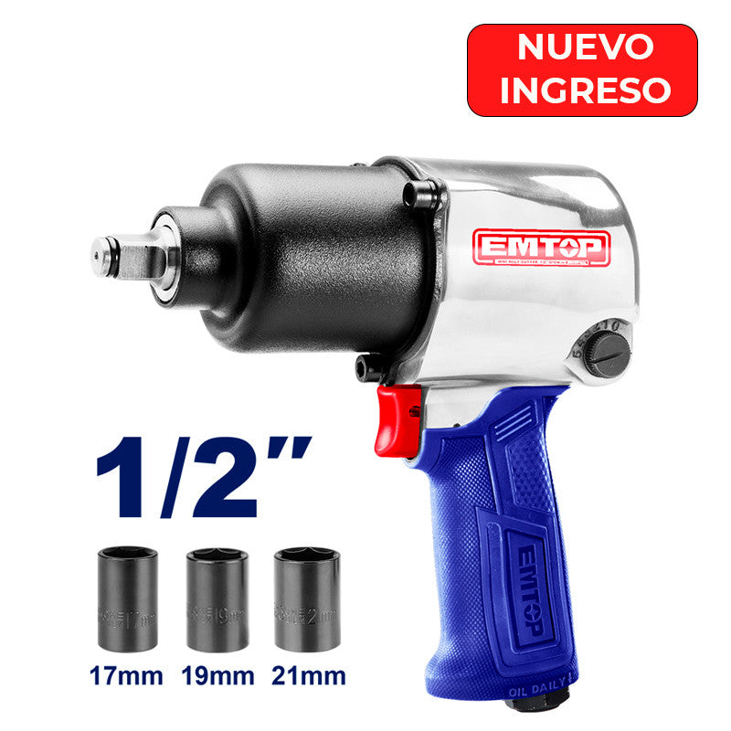 [EATL126801] -Llave De Impacto De Aire, 1/2 Pulg, 7,000 Rpm. 450 Pie Libra. Marca Emtop