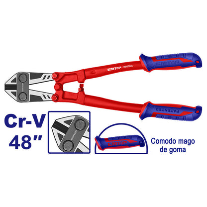 [EBCR4801] -Corta Pernos 48 Pulgadas, Comodo Mango De Goma, Cuchilla De Cromo Vanadio. Marca Emtop