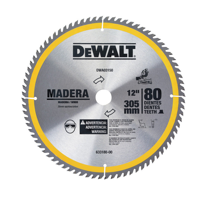 [DWA03150] -Disco De Sierra, 12 Pulg, 80 Dientes, Corte Fino. Marca Dewalt