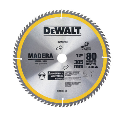 [DWA03150] -Disco De Sierra, 12 Pulg, 80 Dientes, Corte Fino. Marca Dewalt