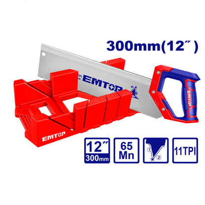 [EHASMB3001] -Caja De Inglete Con Serrucho De 12 Pulgadas. Marca Emtop