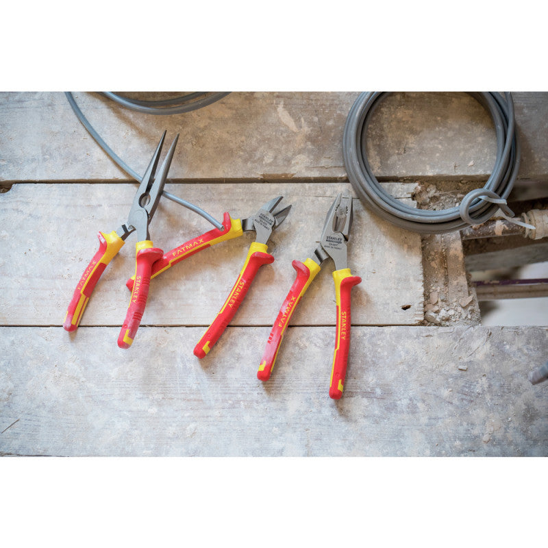 [84-011] -Juego De 3 Alicates Maxsteel Vde 1000v,Para Electricista, Corte Diagonal Y Punta Larga. Marca Stanley