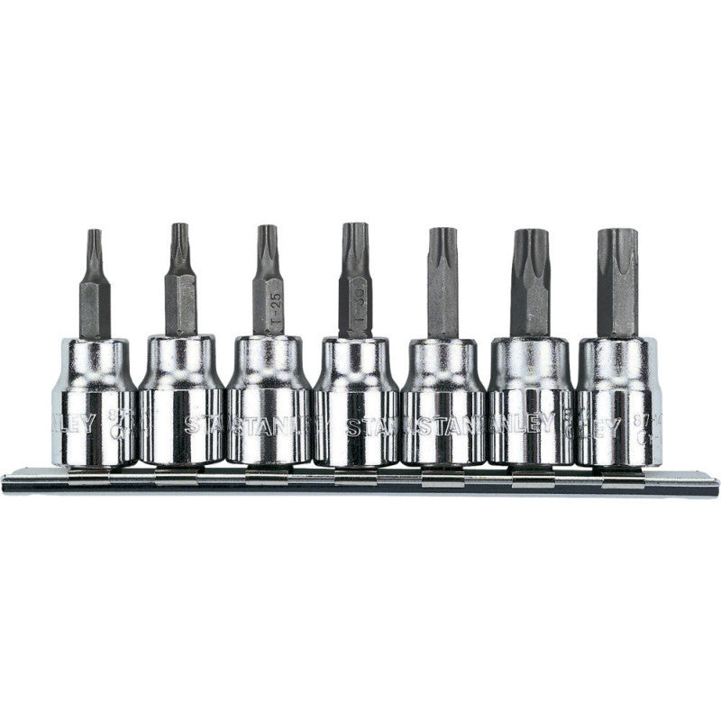 [87-342] -Juego De 7 Puntas Torx, Raiz De 3/8 Con Portacopas. Marca Stanley