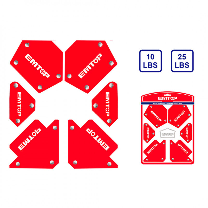 [EMWH6002] -Kit De 6 Escuadras/Soporte Magneticos Para Soldar. Marca Emtop