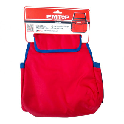 [ETBG48044] -Cartuchera Porta Herramientas De 7 Bolsillos, Con Percha Para Martillo. Marca Emtop