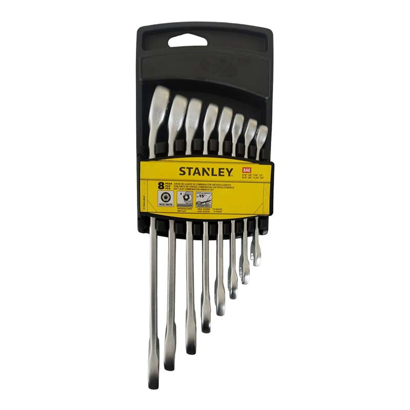 [STMT73748-LA] -Juego De 8 Llaves Combinadas Antislip En Pulgadas Incluye 5/16, 3/8, 7/16, 1/2, 9/16, 5/8, 11/16, 3/4. Stanley