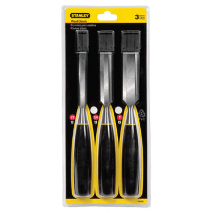 [16-125LA] -Juego De 3 Formones, Serie 5000, 1/2, 3/4, 1 Pulgadas Ancho-Hoja, 12, 19, 25 Milimetros. Marca Stanley