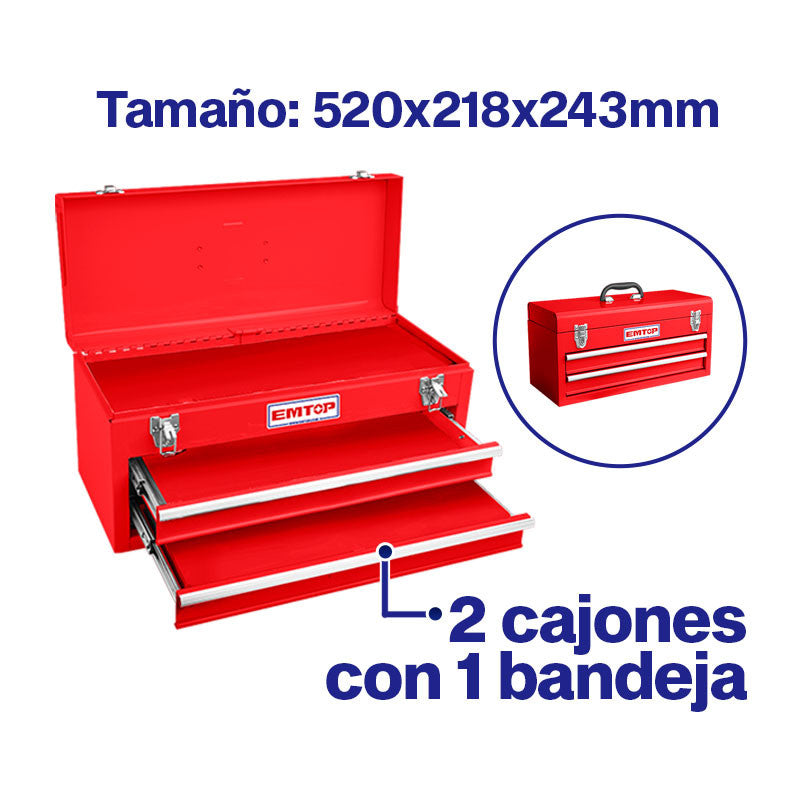 [ETBX0202] -Caja Metalica Para Herramientas Con 2 Gabetas. Marca Emtop