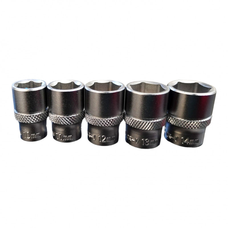 [ESKT14141] -Juego De 14 Copas/Dados/Cubos Metricas, Raiz De 1/4 , Con Ractch Y Barra De Extension. Marca Emtop