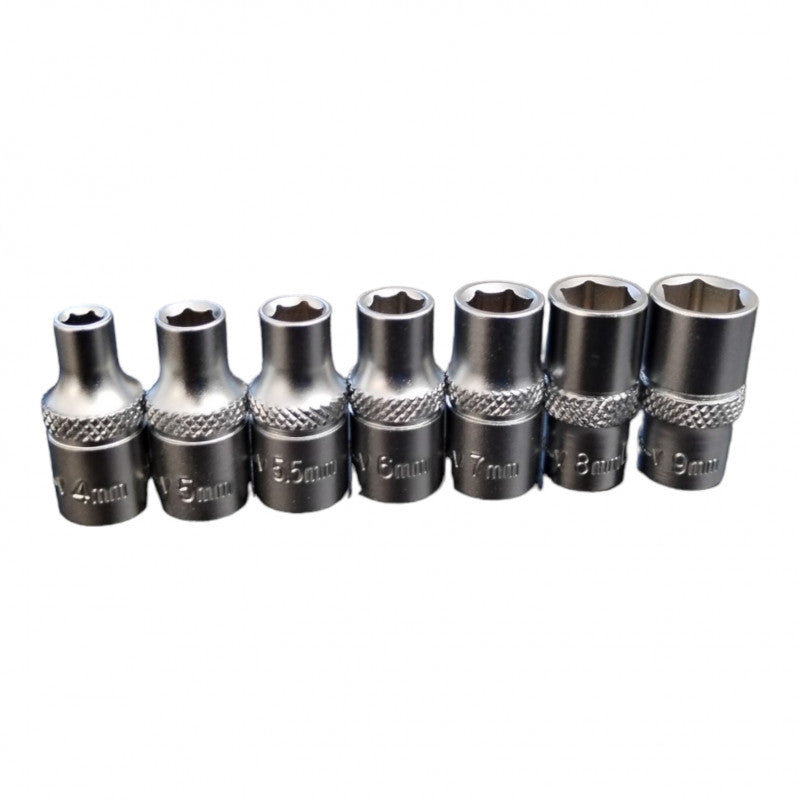 [ESKT14141] -Juego De 14 Copas/Dados/Cubos Metricas, Raiz De 1/4 , Con Ractch Y Barra De Extension. Marca Emtop