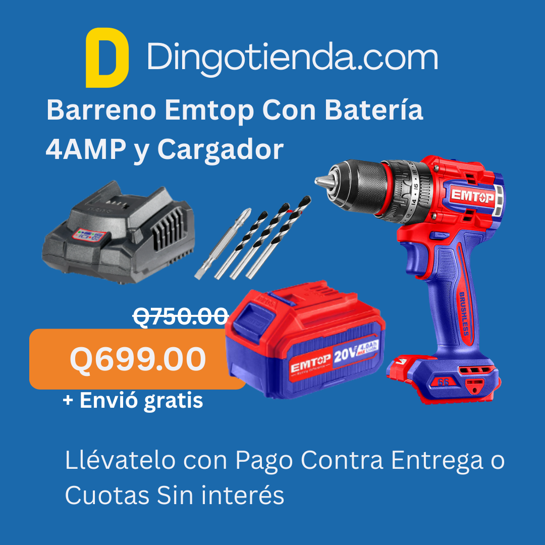 Combo Barreno EMTOP + 1 Bateria 4 AMP + Cargador