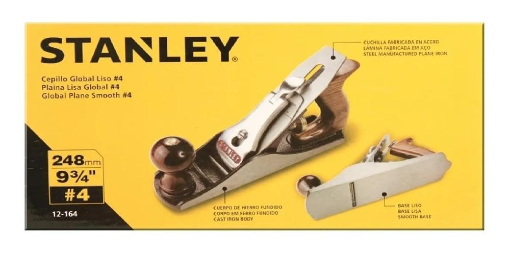 [12-164] -Cepillo Para Carpintero, Global, Liso No.4, Largo De 9-3/4 Pulgadas, 248 Milimetros. Marca Stanley