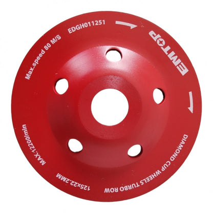 [EDGH011251] -Copa Diamantada, Diametro De 5 Pulgadas, Eje De 1 Pulgada. Marca Emtop