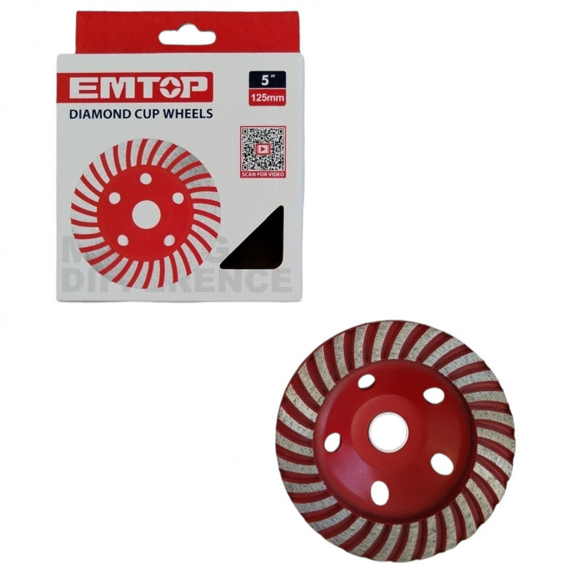 [EDGH011251] -Copa Diamantada, Diametro De 5 Pulgadas, Eje De 1 Pulgada. Marca Emtop