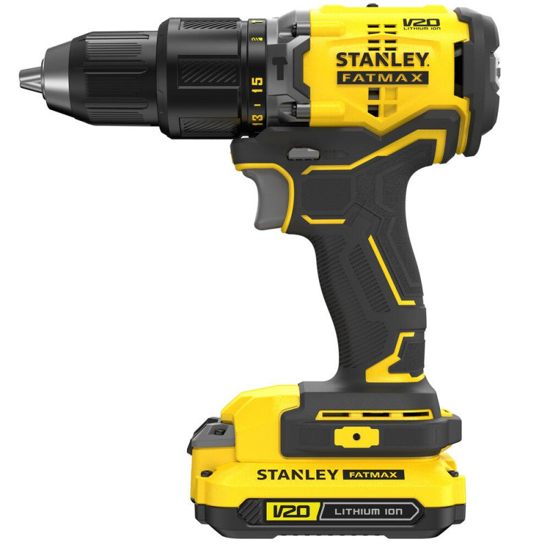 [SBD715C2K-B3] -Barreno Percutor, Sin Carbones, Inalambrico, 20 Voltios, 2 Baterias, Maleta Plastica. Marca Stanley