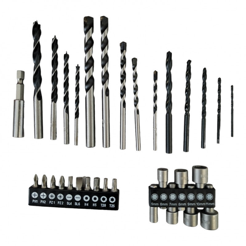 [ULEDK12201] -Kit Barreno Percutor De 680 Watts, Mandril De 1/2, Con 122 Piezas Y Maleta Plastica. Marca Emtop
