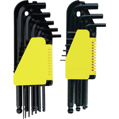 [69-258] -Juego 21 Llaves Heagonales/Allen Largas Con Punta Redonda, En Pulgadas Y Milimetricas. Marca Stanley