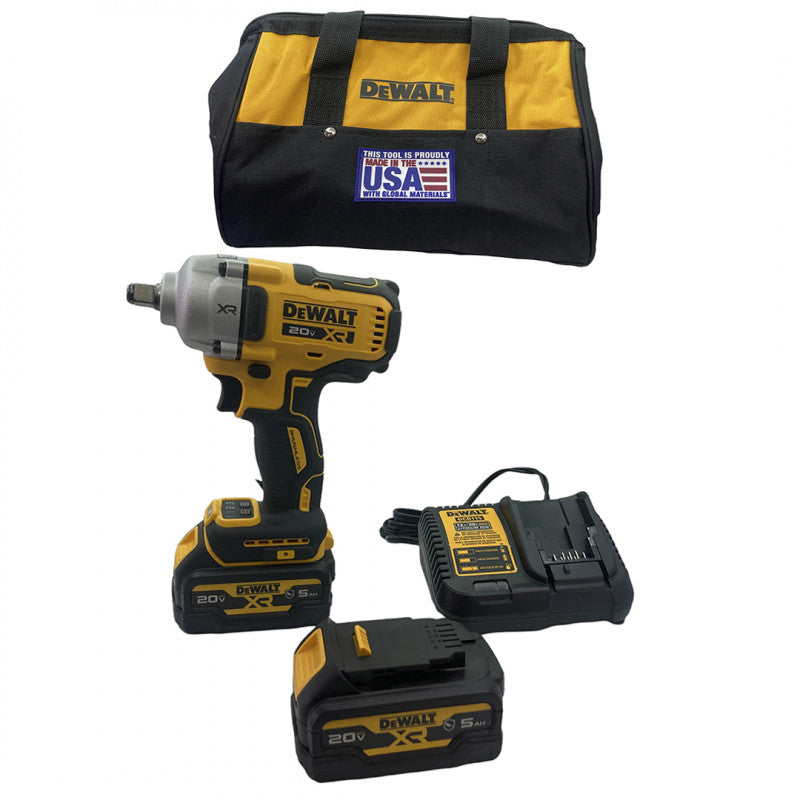 [DCF891GP2] -Llave De Impacto Inalambrica, 1/2 Pulg, 20 Voltios, 600 Libras/Pie, Sin Carbones, 2 Baterias Y Bolso. Marca Dewalt
