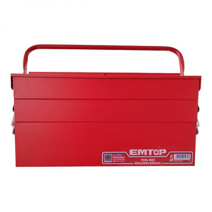 [ETBXS0301] -Caja Metalica Para Herramientas, Con 3 Niveles Plegables Y 5 Bandejas, Largo 16, Alto 8, Ancho 8 Pulg. Marca Emtop