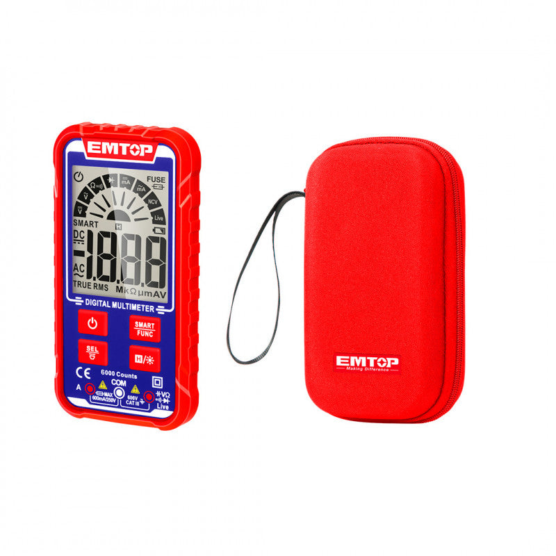 [EDMR160013] -Multimetro Digital, Detecta Voltaje Sin Contacto, Probador De Diodo, Indicador De Bateria, Apagado Automatico.emtop