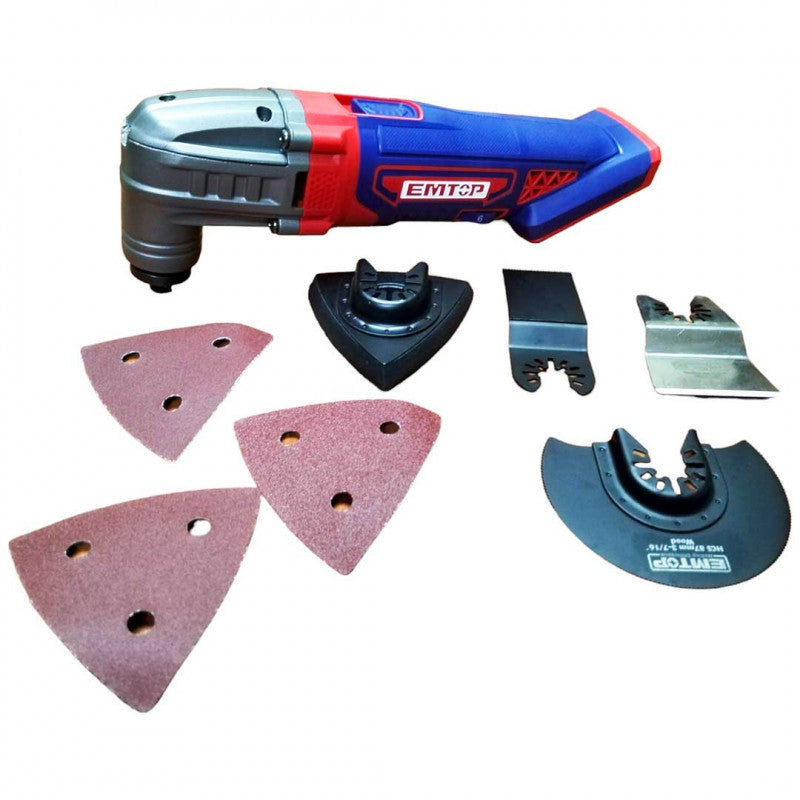 [ELMF2022] -Multiherramienta Inalambrica Oscilatoria, 20 Voltios, De 5000 A 20000 Rpm, Sin Bateria Ni Cargador. Bare Tool. Emtop
