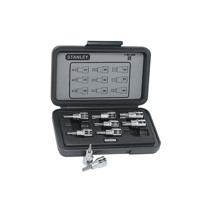 JUEGO DE 9 COPAS TORX, RAIZ DE 1/2 PULGADA, CON CAJA PLASTICA. MARCA STANLEY