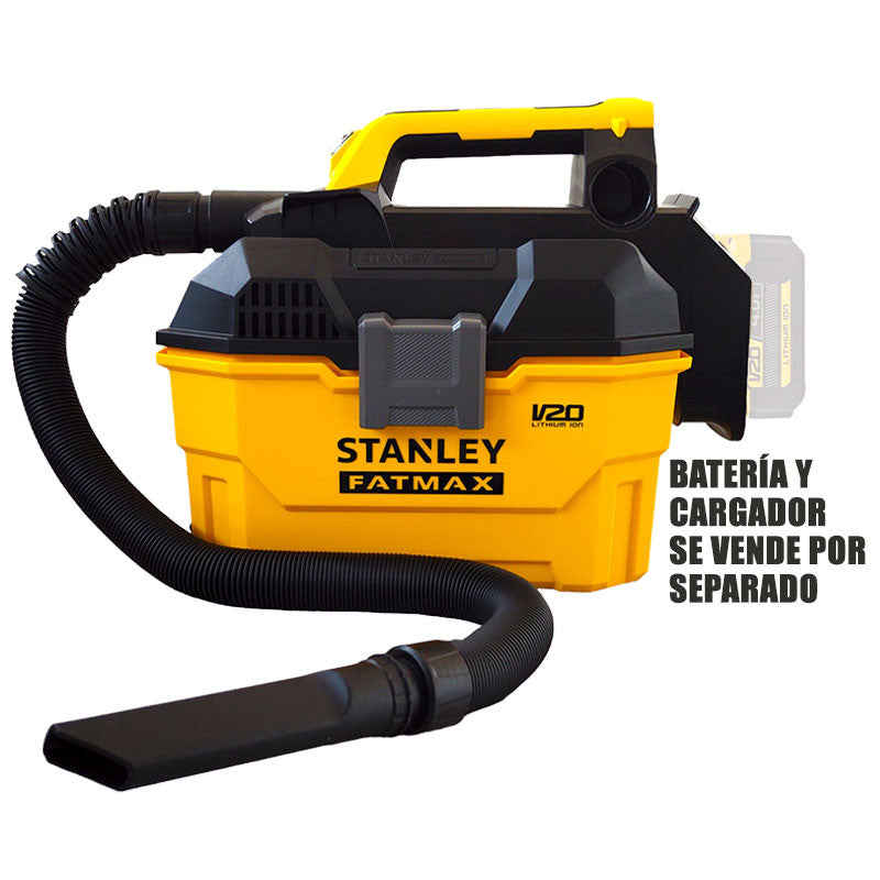 [SCV002-B3] -Aspiradora Seco/Humedo Inalambrica De 20 Volt, 7.5 Litros, Manguera 2.4 Mts. Bare Tool, Sin Bateria Ni Cargador. Stanley