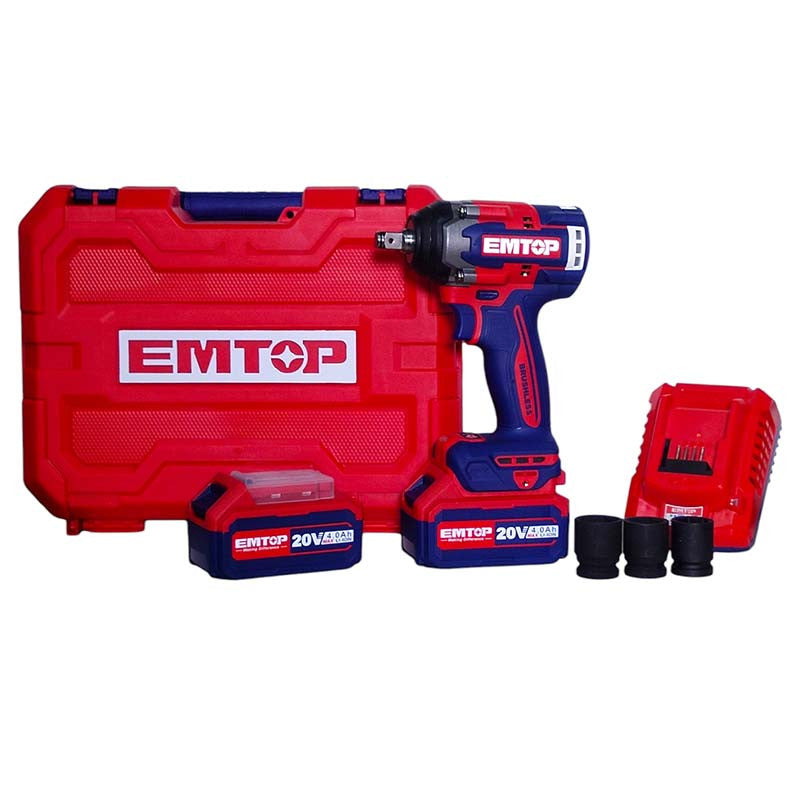 Llave Impacto Inalambrica 1/2 20V 500Nm 3Vel Brushless Emtop