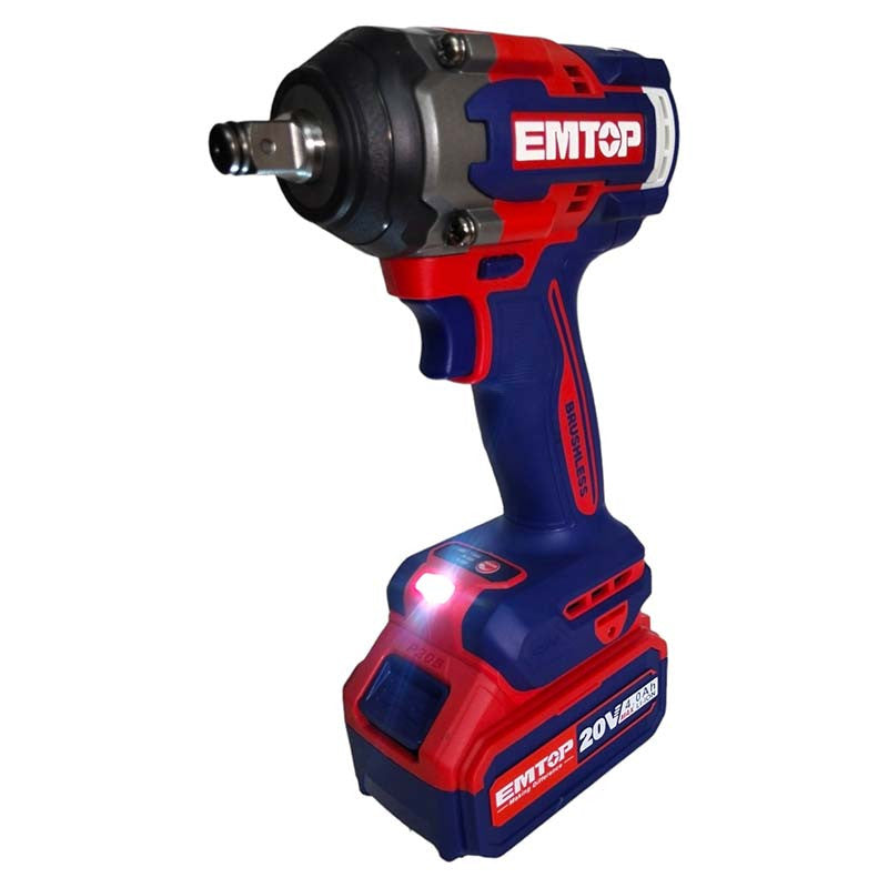 Llave Impacto Inalambrica 1/2 20V 500Nm 3Vel Brushless Emtop