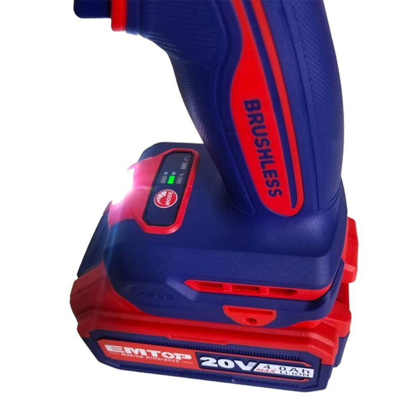 Llave Impacto Inalambrica 1/2 20V 500Nm 3Vel Brushless Emtop