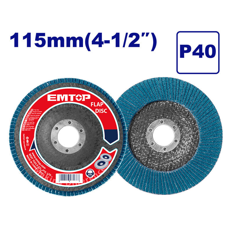 DISCO LAMINADO DE ZIRCONIO 4-1/2 X 7/8 PULGADA, GRANO 40. MARCA EMTOP