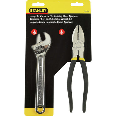 [90-164LA] -Juego De Alicate De Electricista Y Llave Ajustable, Largo De 8 Pulgadas. Marca Stanley