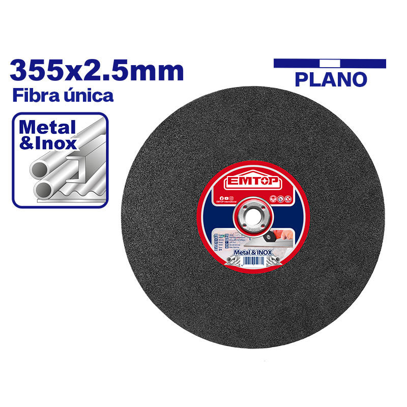 DISCO ABRASIVO, PLANO, 14 X 7/64 X 1 PULG, CORTAR METAL. EMTOP
