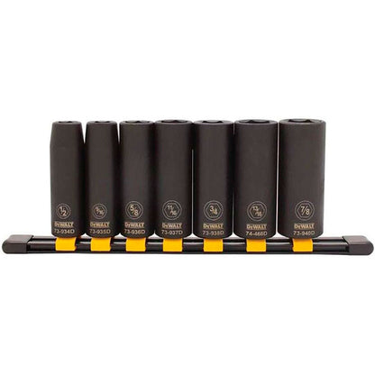 [DWMT74448OSP] -Juego De 7 Copas Largas De Impacto En Pulgadas Raiz 1/2, Incluye 1/2, 9/16, 5/8, 11/16, 3/4, 13/16 Y 7/8 Plg. Dewalt