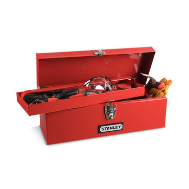 [96219L] -Caja Metalica Para Herramientas, Con Bandeja, Ancho 19 Pulg, Alto 7 Pulg, Profundidad 7 Pulg, Color Rojo. Marca Stanley